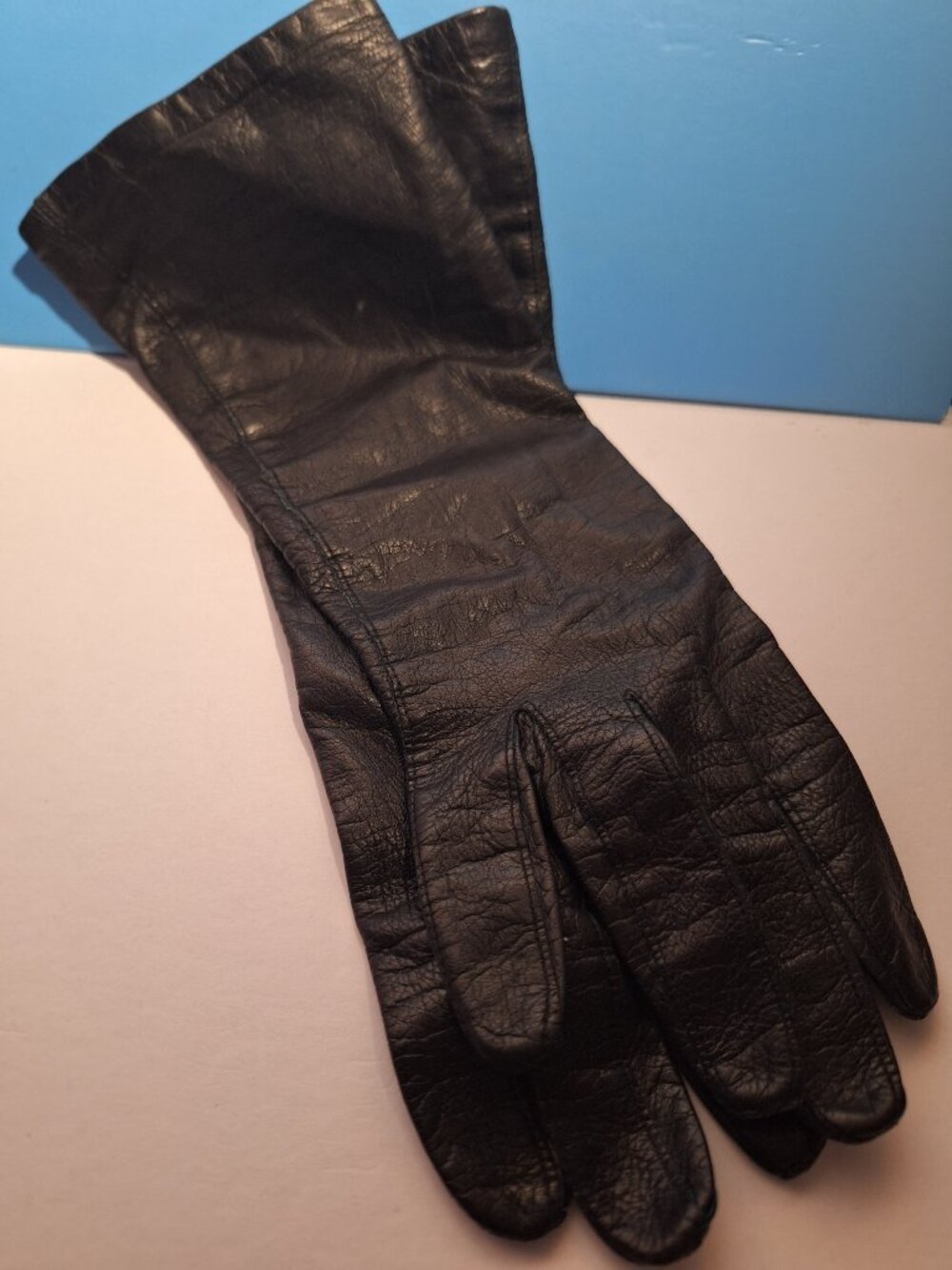Black Leather Gloves Made in France Size 7 - Picture 12 of 16